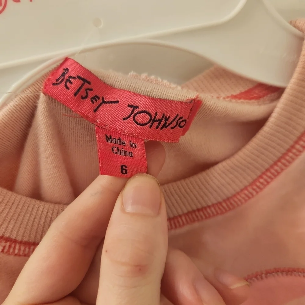 Girls Outfit Set Size 6 Betsey Johnson Pink Bow NWT‎ Joggers Sweatshirt #H254